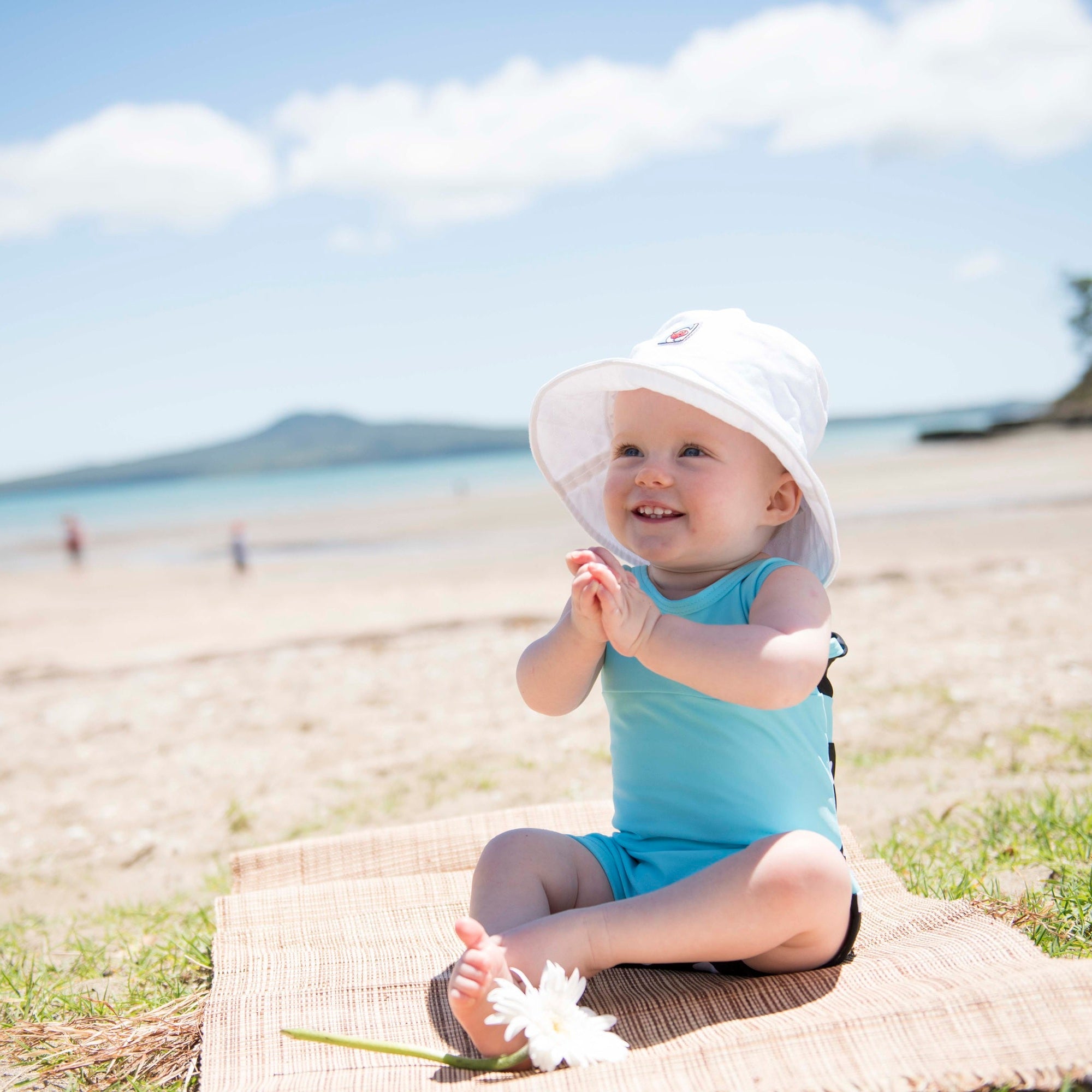 Girls One Piece Aqua Hearts Racerback UPF 50+ Swimsuit