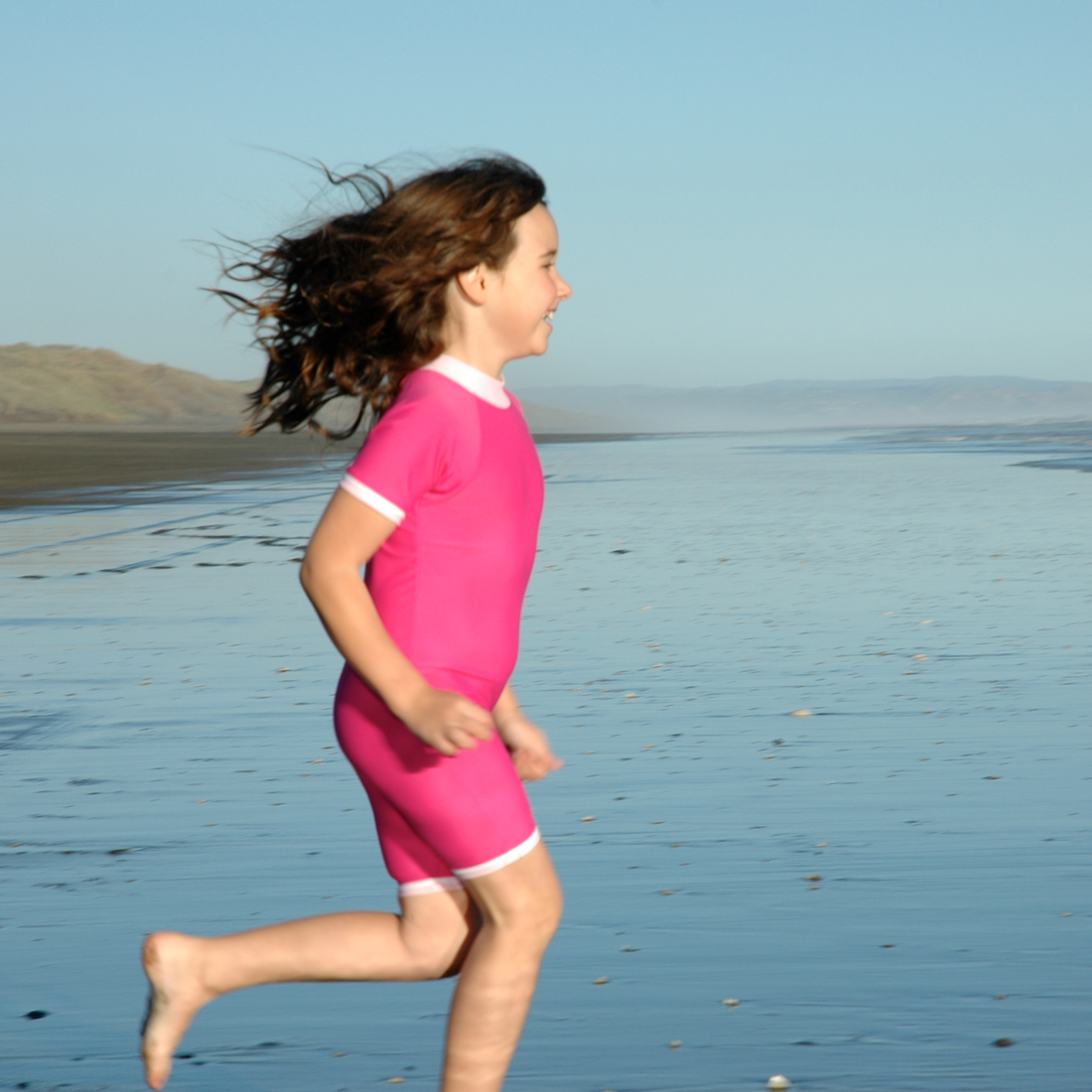 Girls Fullsuit Short Sleeve UPF 50+ Pink Swimsuit