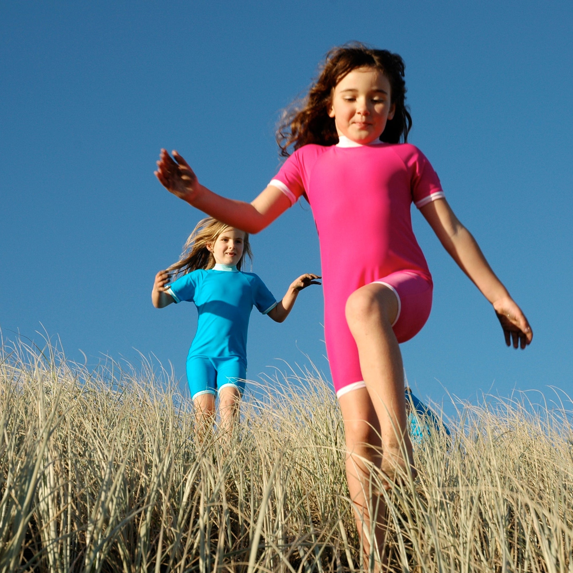 Girls Fullsuit Short Sleeve UPF 50+ Pink Swimsuit