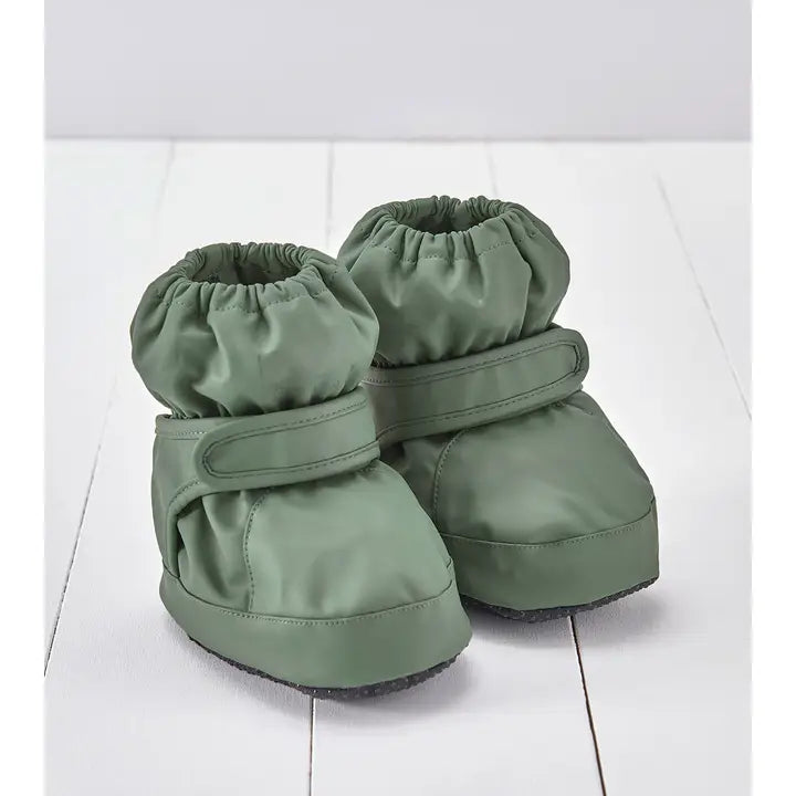Pair of Green Pu Showerproof Baby Booties