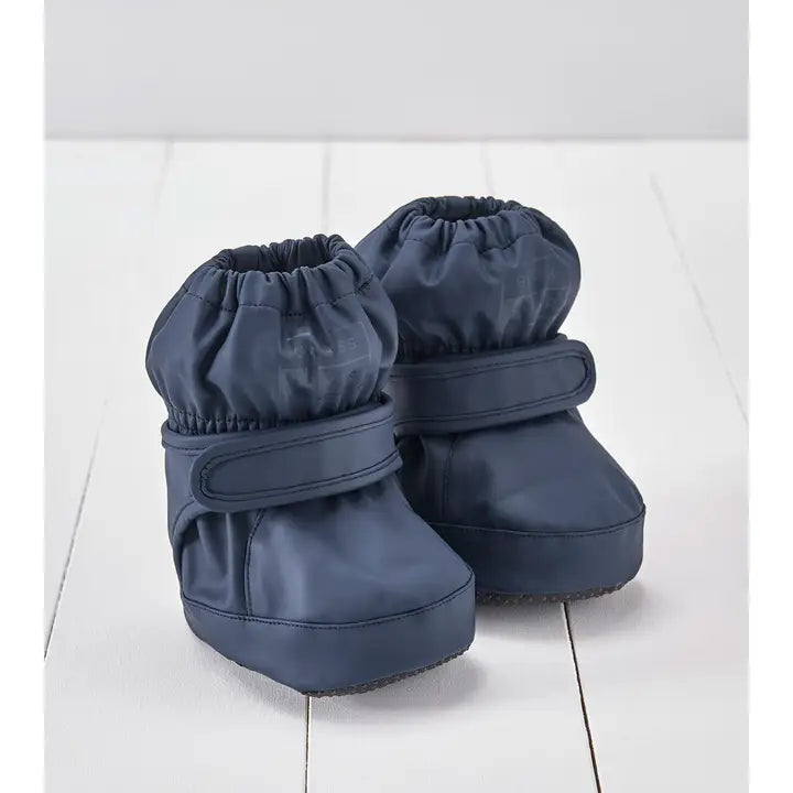 Pair of navy Pu Showerproof Baby Booties