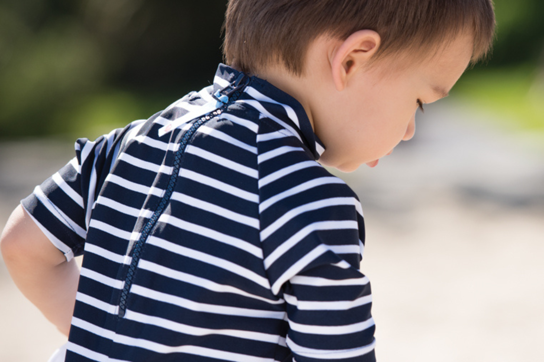 Kids Classic Fullsuit Short Sleeve Stripes UPF 50+ Swimsuit