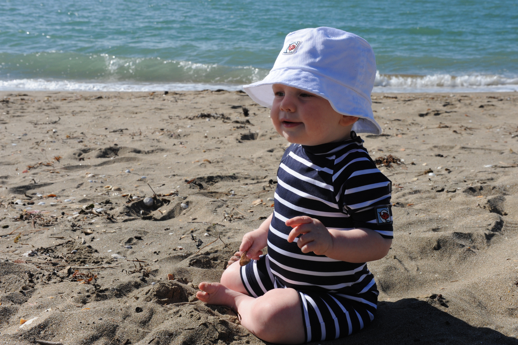 Kids Classic Fullsuit Short Sleeve Stripes UPF 50+ Swimsuit