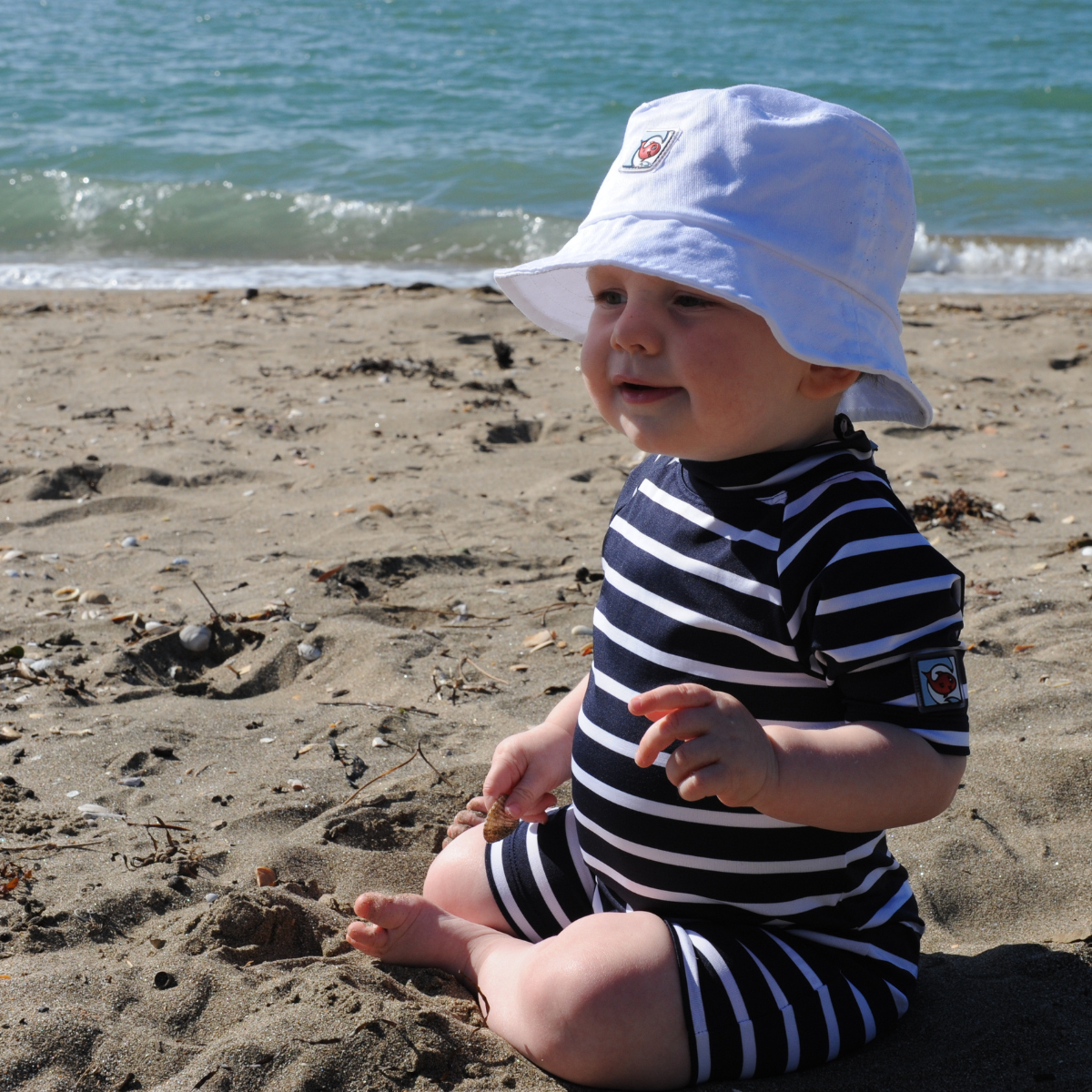 Kids Classic Fullsuit Short Sleeve Stripes UPF 50+ Swimsuit