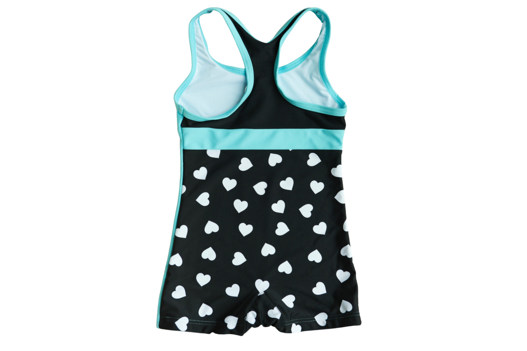 Girls One Piece Aqua Hearts Racerback Swimsuit