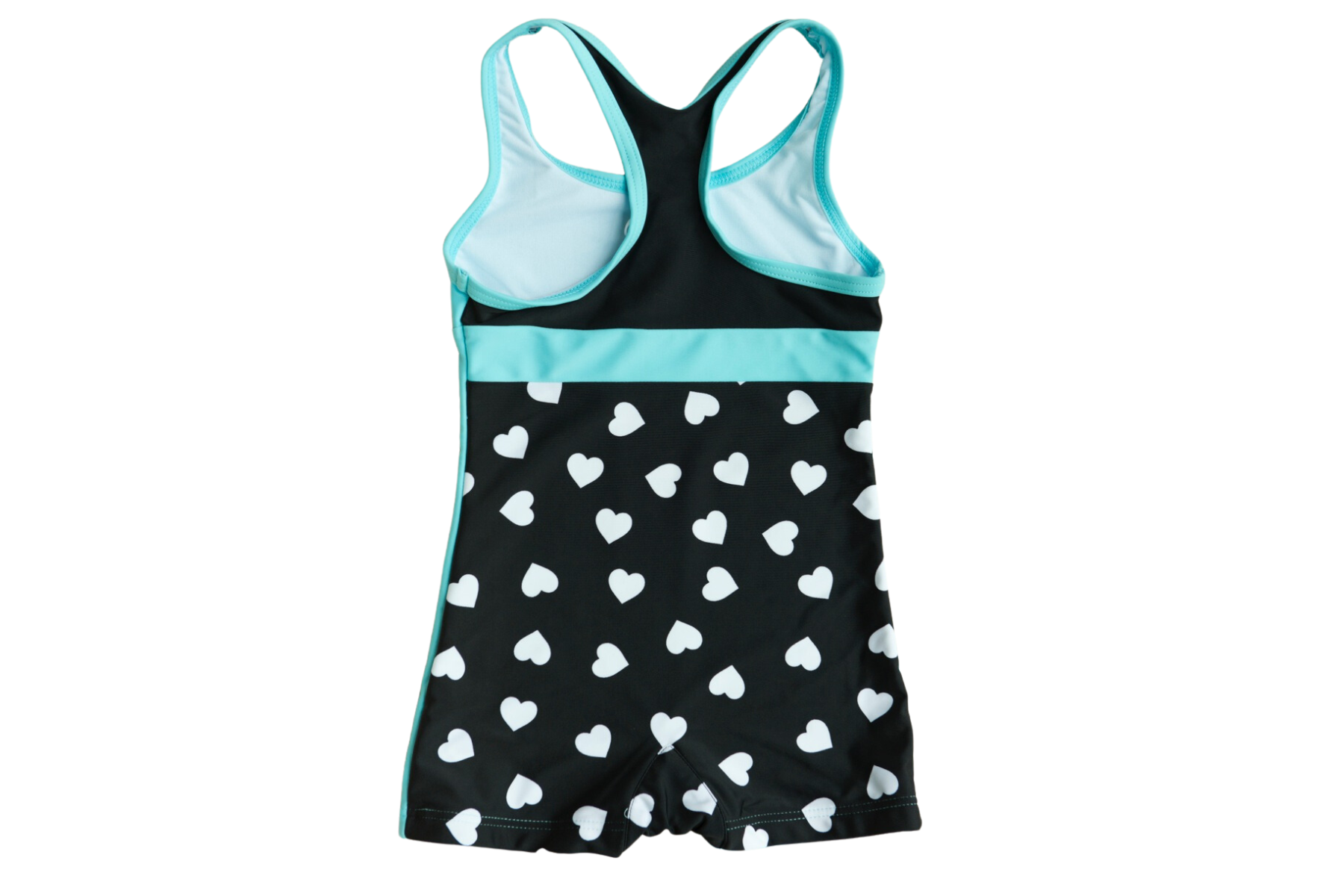 Girls One Piece Aqua Hearts Racerback UPF 50+ Swimsuit