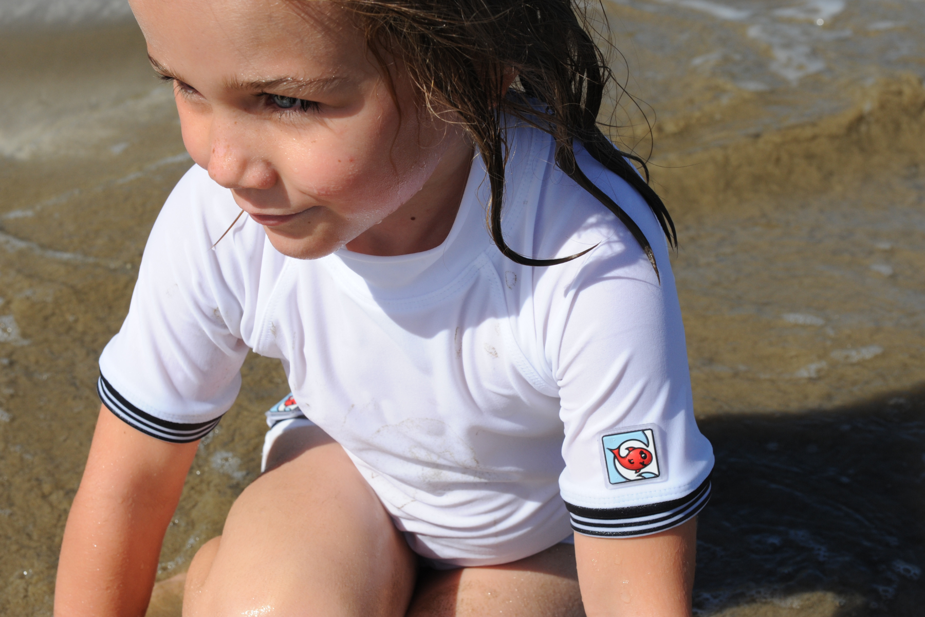 Kids White Short Sleeved Swim Shirt