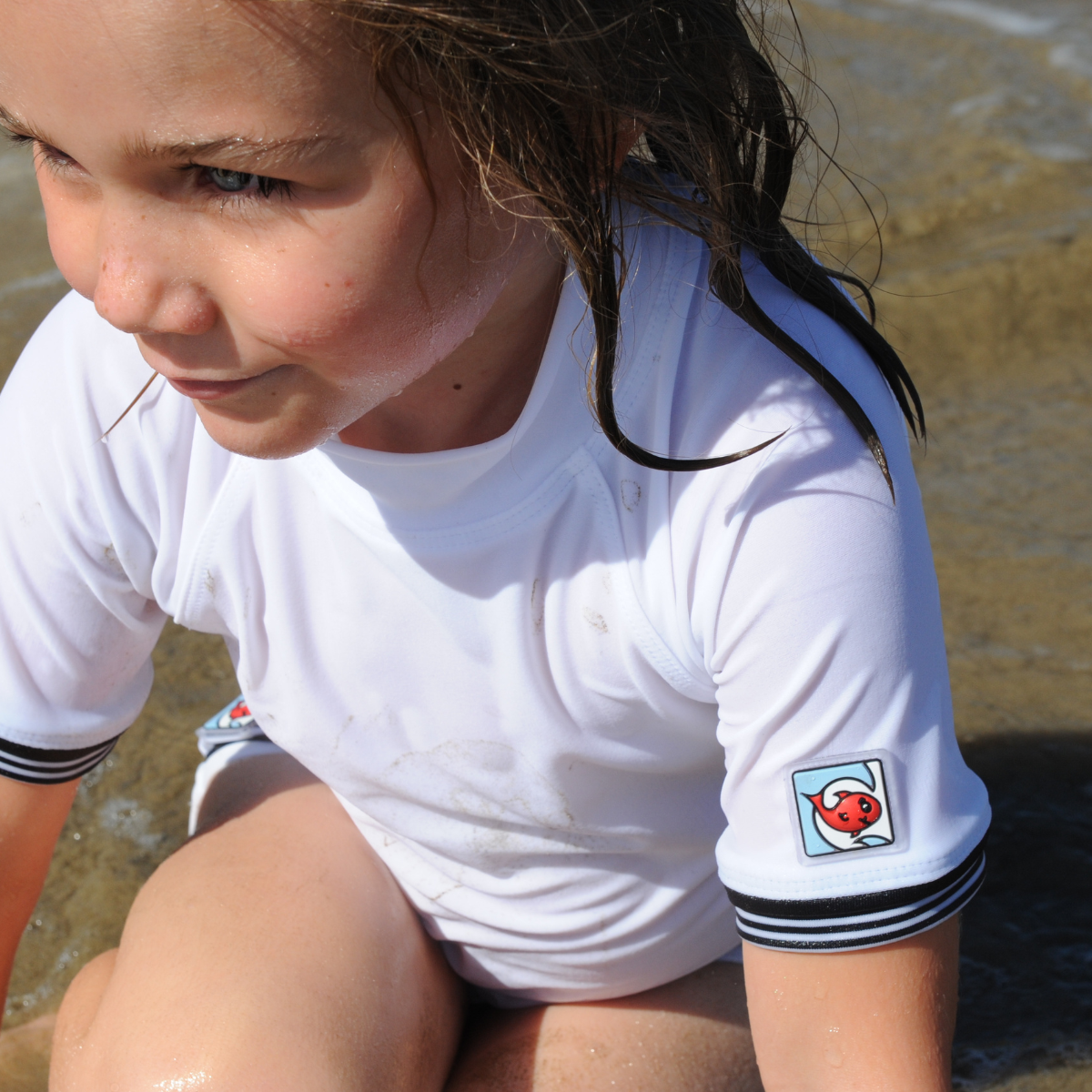 Kids White Short Sleeved Swim Shirt SECONDS