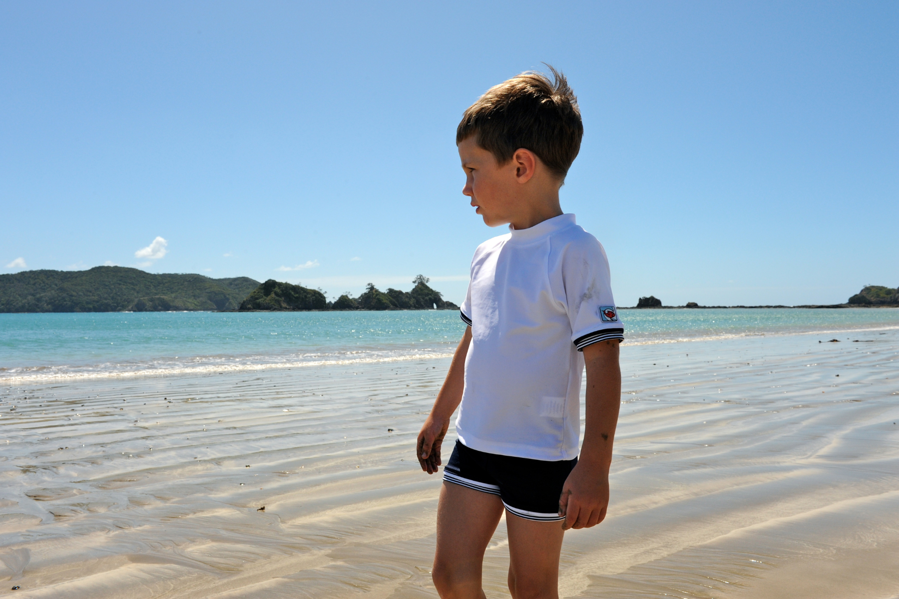 Kids White Short Sleeved Swim Shirt