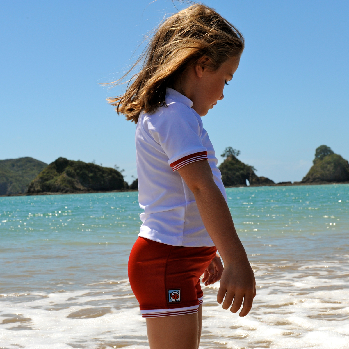 Kids White Short Sleeved Swim Shirt SECONDS