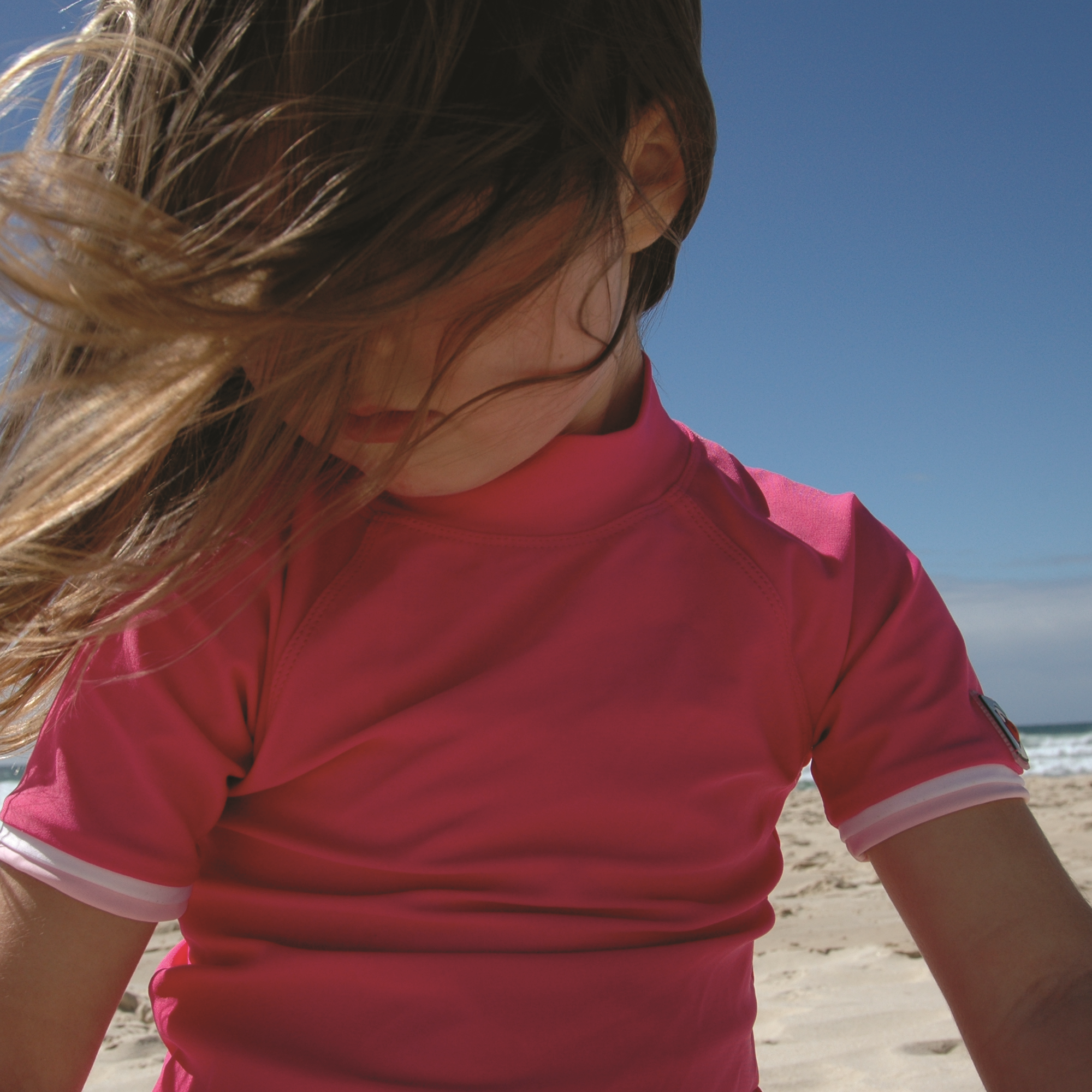 Girls Fullsuit Short Sleeve UPF 50+ Pink Swimsuit