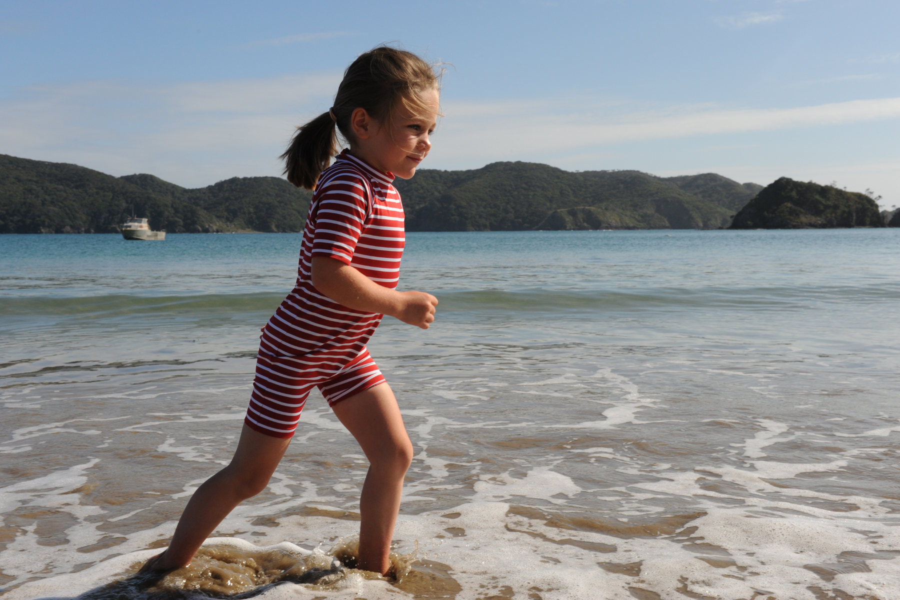 Kids Classic Fullsuit Short Sleeve Stripes UPF 50+ Swimsuit