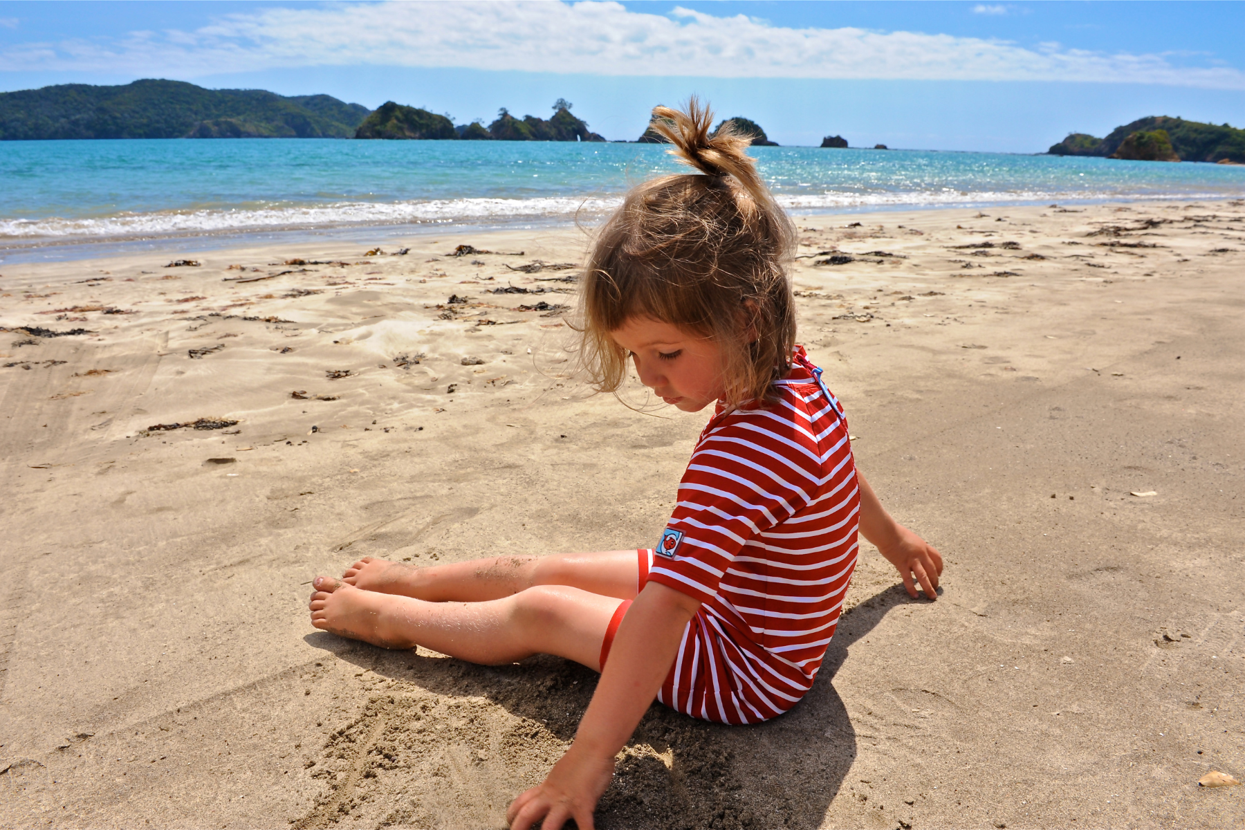 Kids Classic Fullsuit Short Sleeve Stripes UPF 50+ Swimsuit