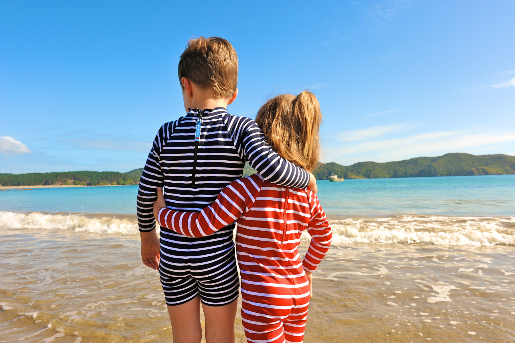 Kids Classic Fullsuit Long Sleeve Stripes Swimsuit