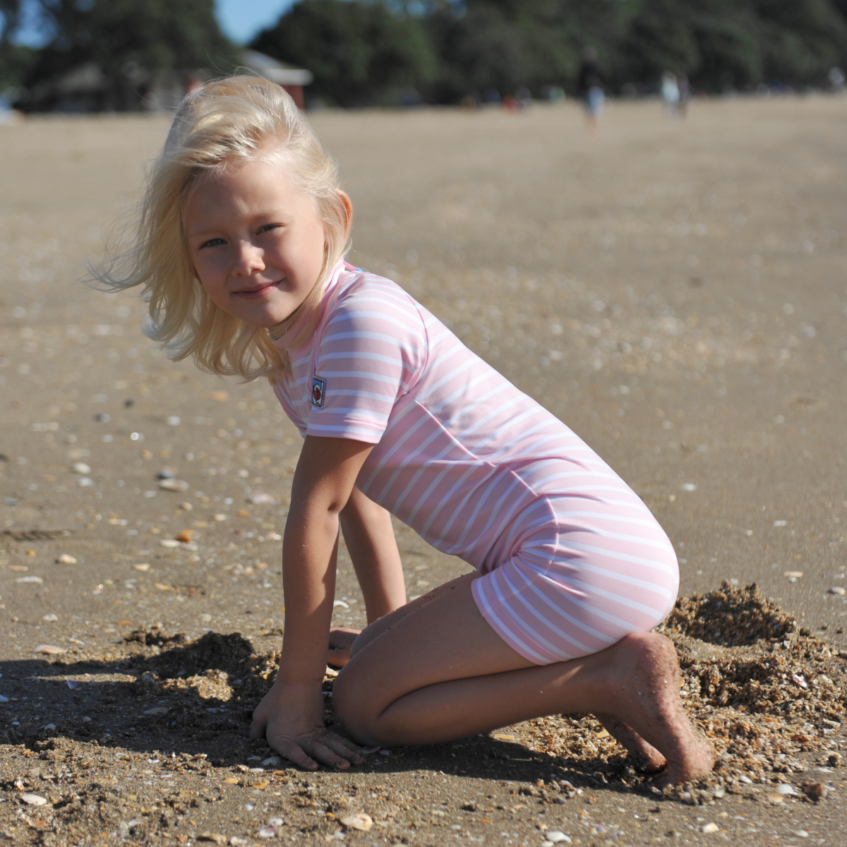 Kids Classic Fullsuit Short Sleeve Stripes UPF 50+ Swimsuit