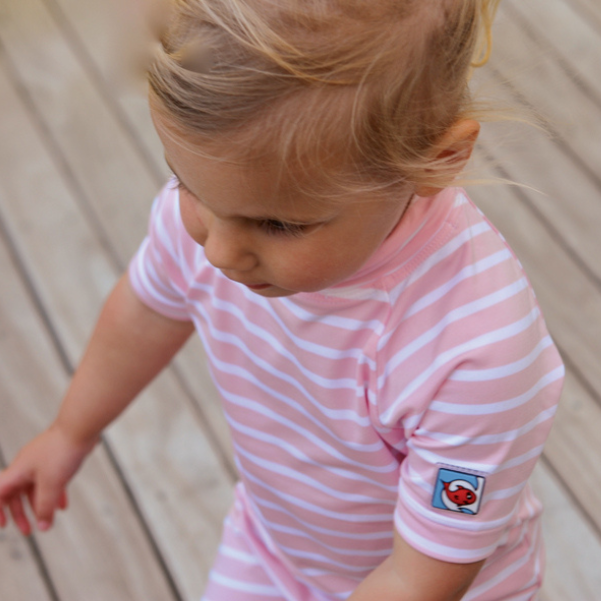 Kids Classic Fullsuit Short Sleeve Stripes UPF 50+ Swimsuit