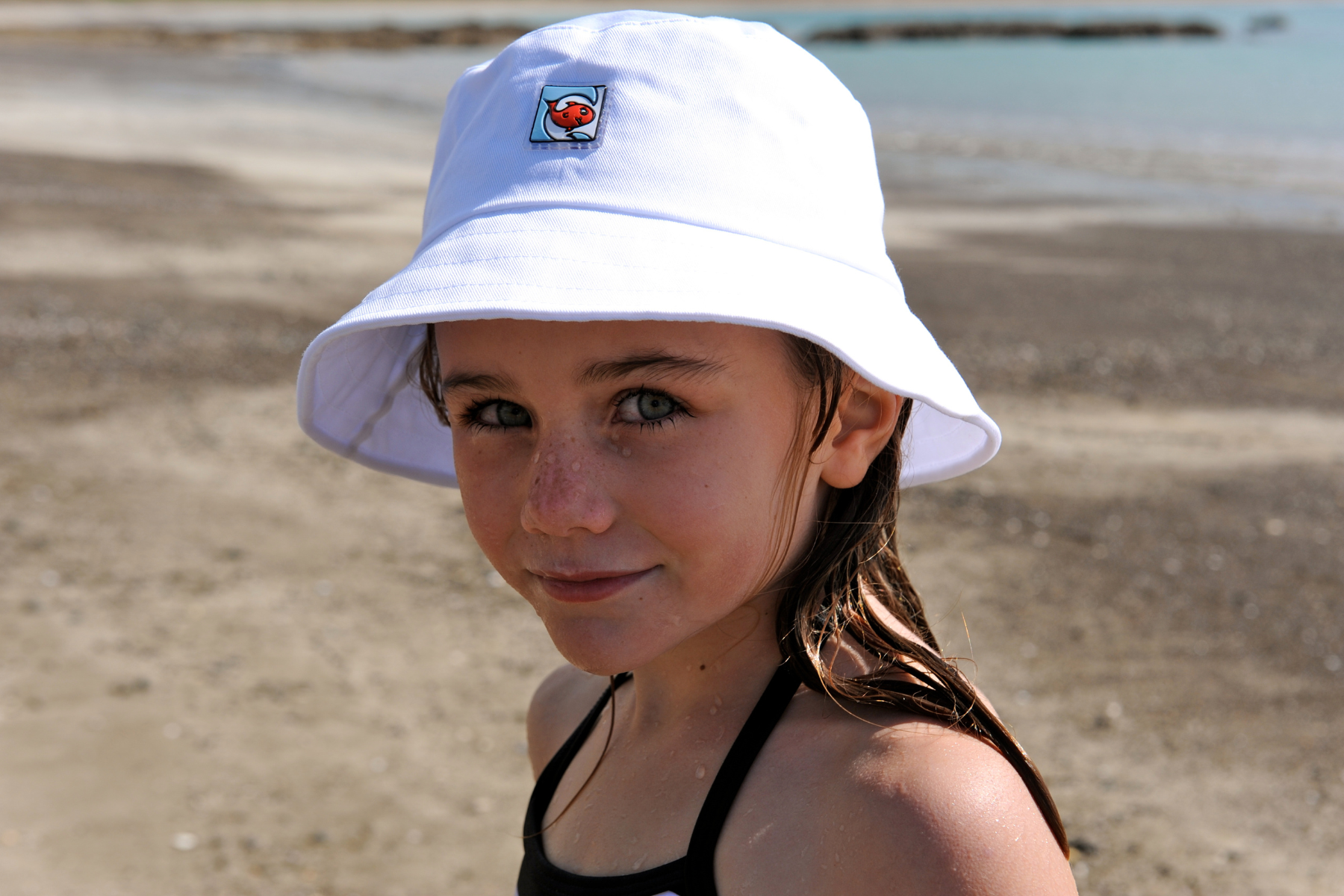 Kids White Cotton Sunhat