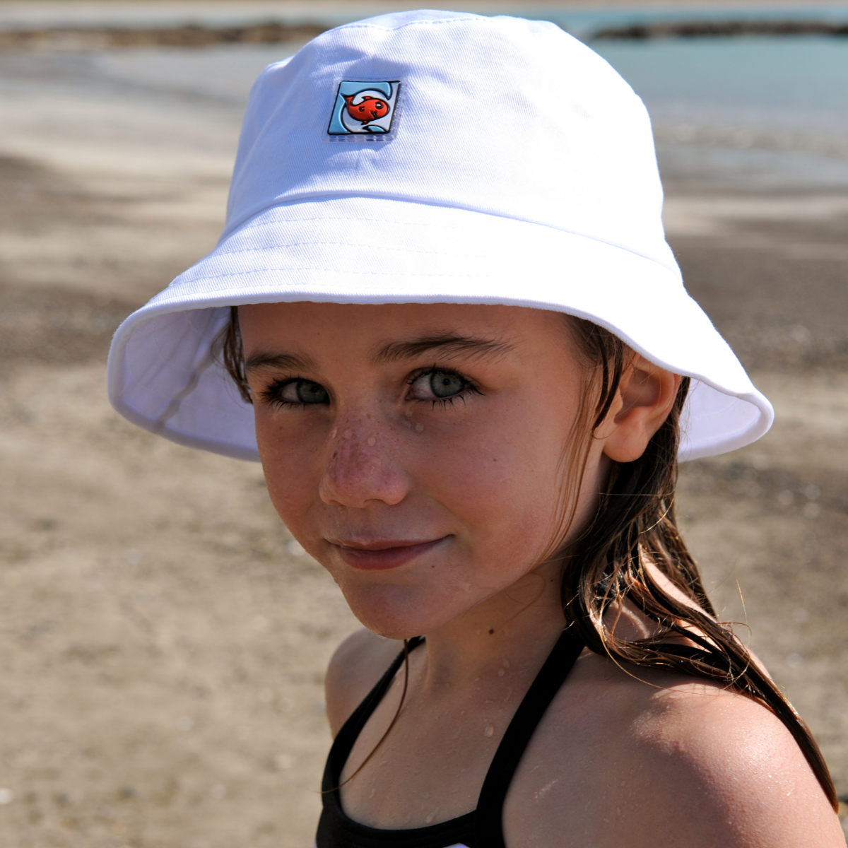 Kids White Cotton Sunhat