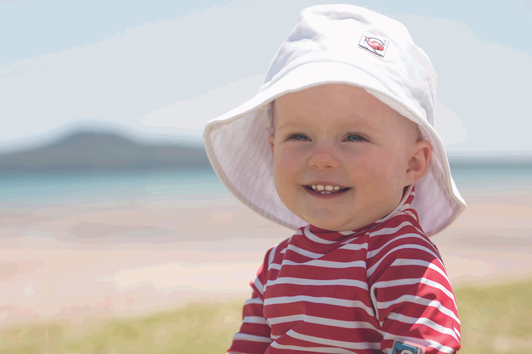 Kids White Cotton Sunhat