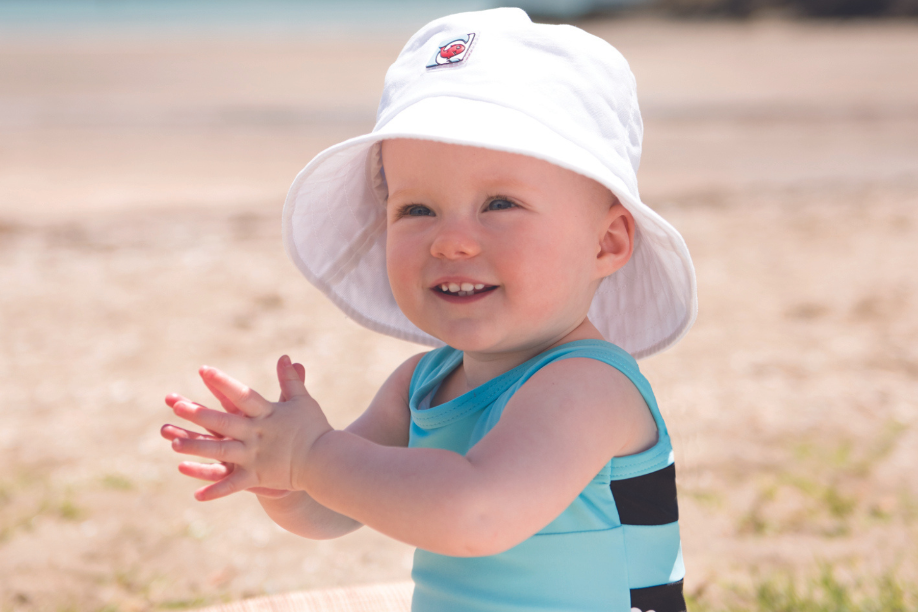 Kids White Cotton Sunhat