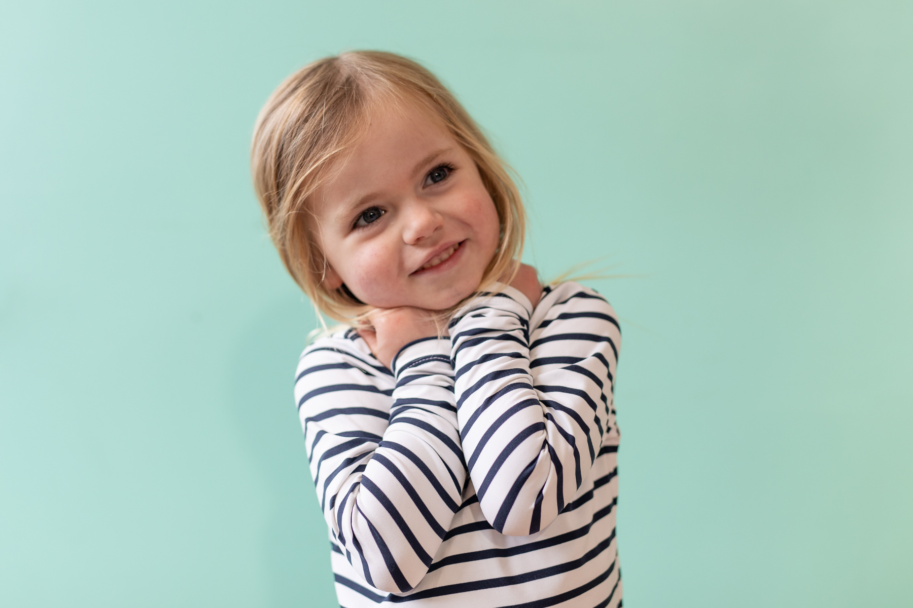 Kids Classic Long Sleeved Swim Shirt Stripes Little Red Fish