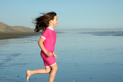 Girls Fullsuit Short Sleeve UPF 50+ Pink Swimsuit