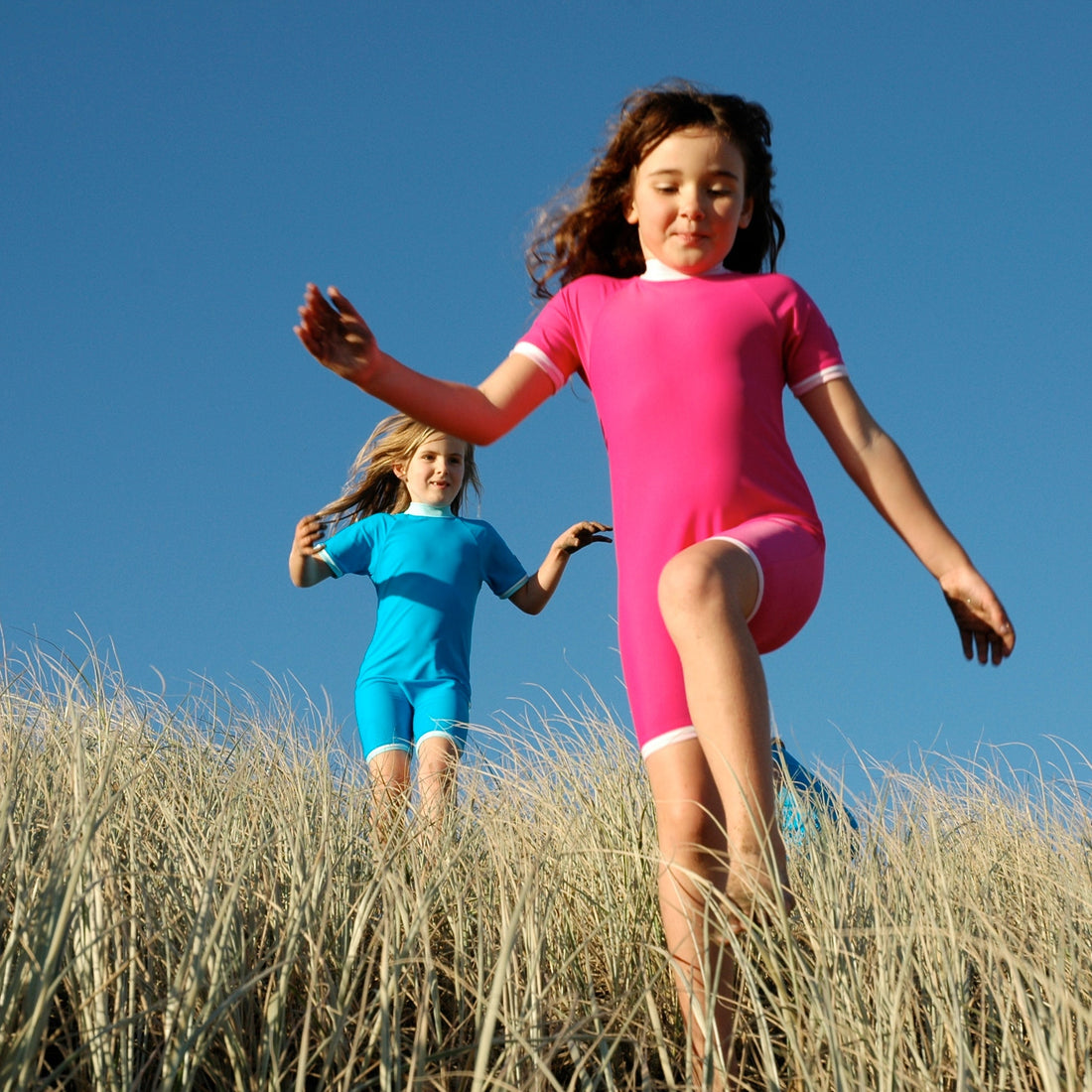 Girls Fullsuit Short Sleeve UPF 50+ Pink Swimsuit