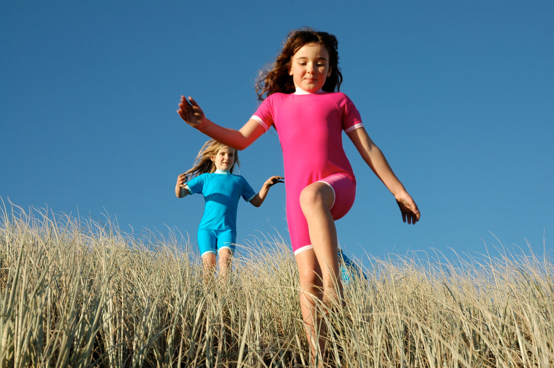 Girls Fullsuit Short Sleeve UPF 50+ Pink Swimsuit