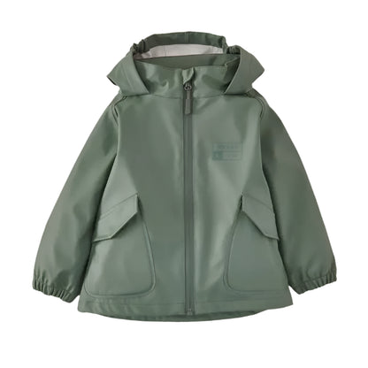 Green Kids Rain Jacket jacket with a hood 