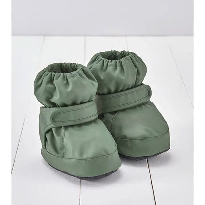 Pair of Green Pu Showerproof Baby Booties
