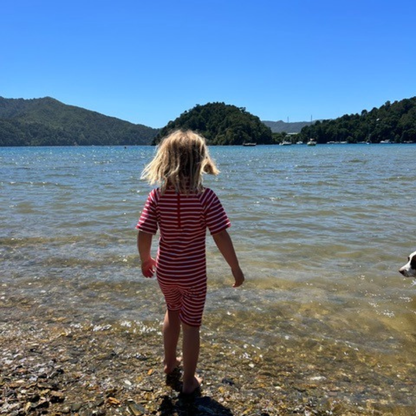 Kids Classic Fullsuit Short Sleeve Stripes UPF 50+ Swimsuit