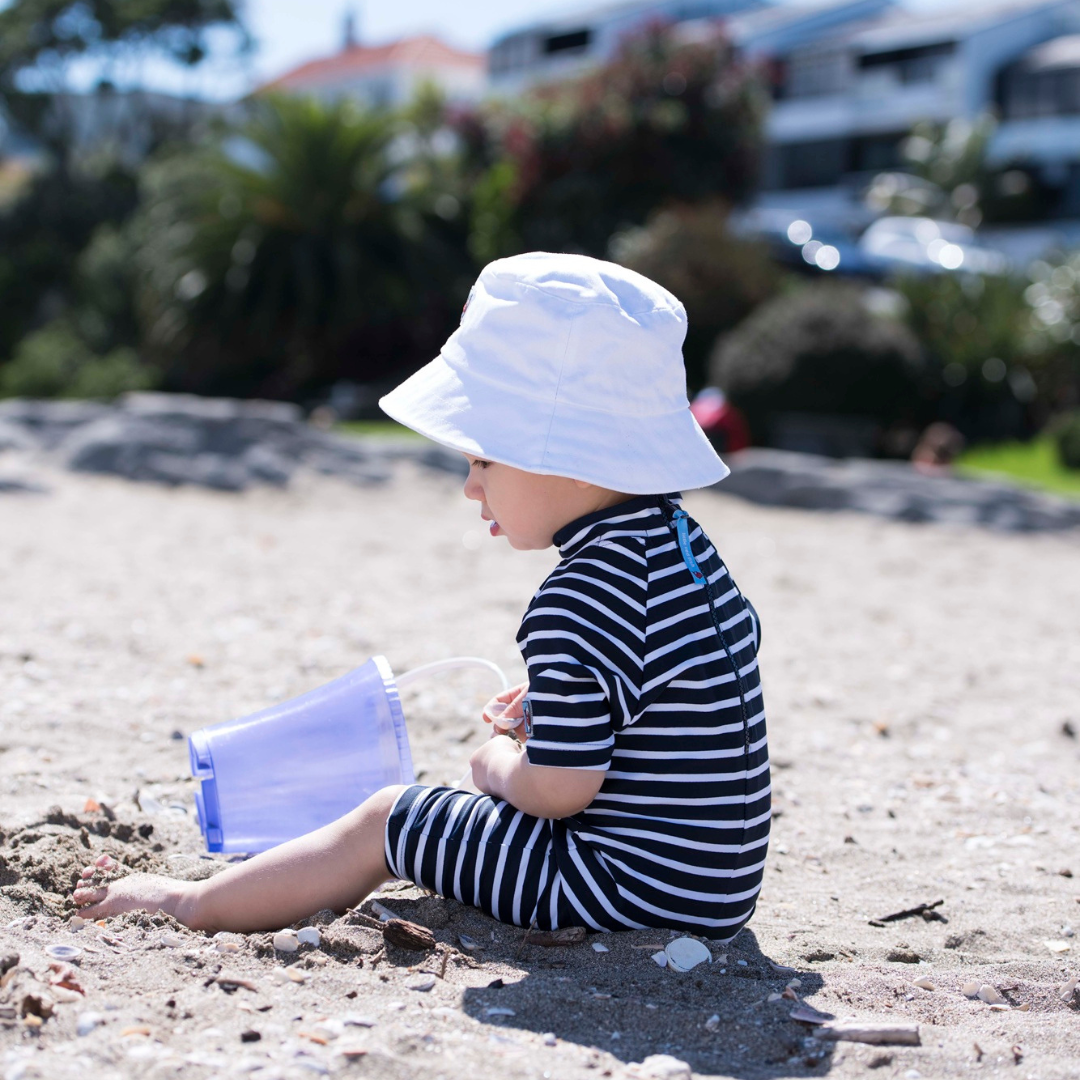 Kids Classic Fullsuit Short Sleeve Stripes UPF 50+ Swimsuit