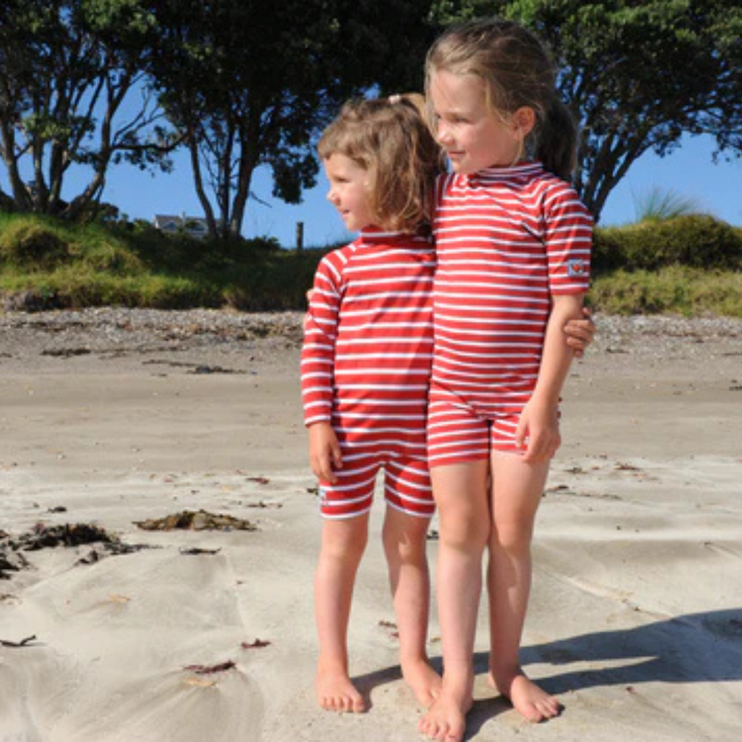 Kids Classic Fullsuit Short Sleeve Stripes UPF 50+ Swimsuit