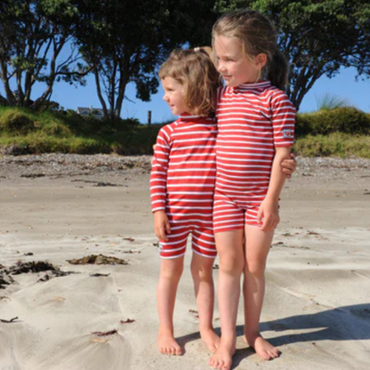 Kids Classic Fullsuit Short Sleeve Stripes UPF 50+ Swimsuit