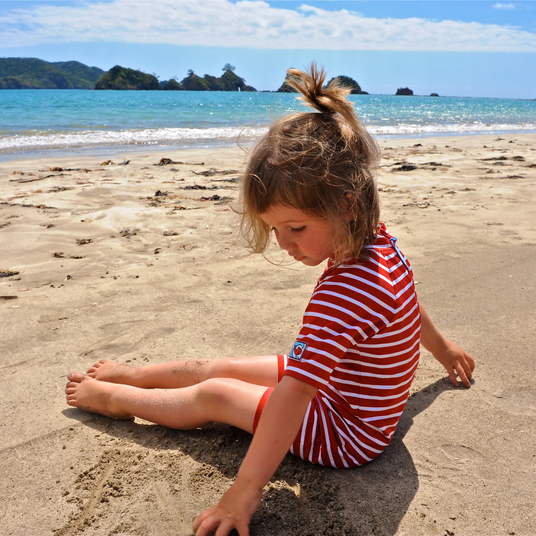 Kids Classic Fullsuit Short Sleeve Stripes UPF 50+ Swimsuit