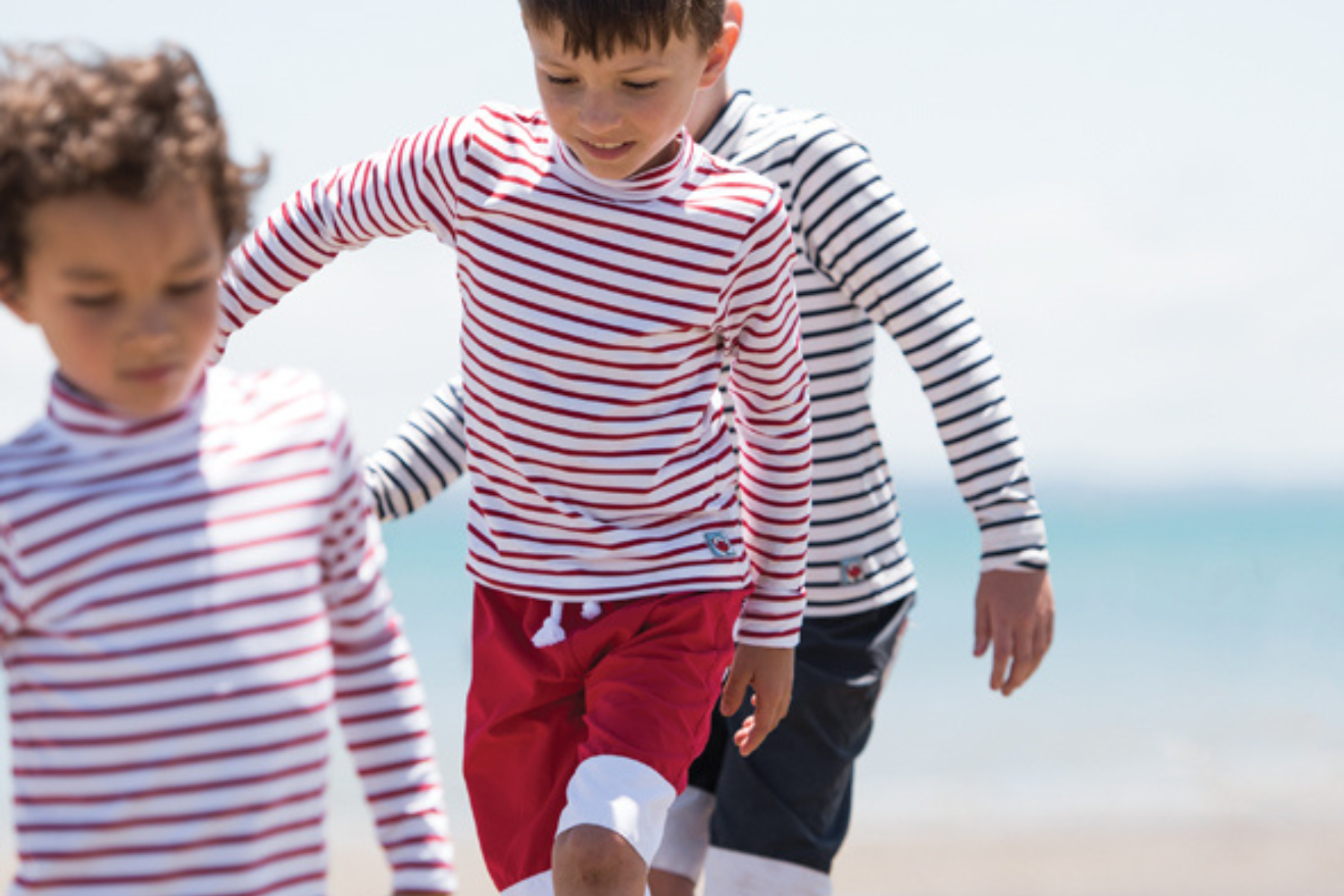 Kids Classic Long Sleeved Swim Shirt Stripes Little Red Fish