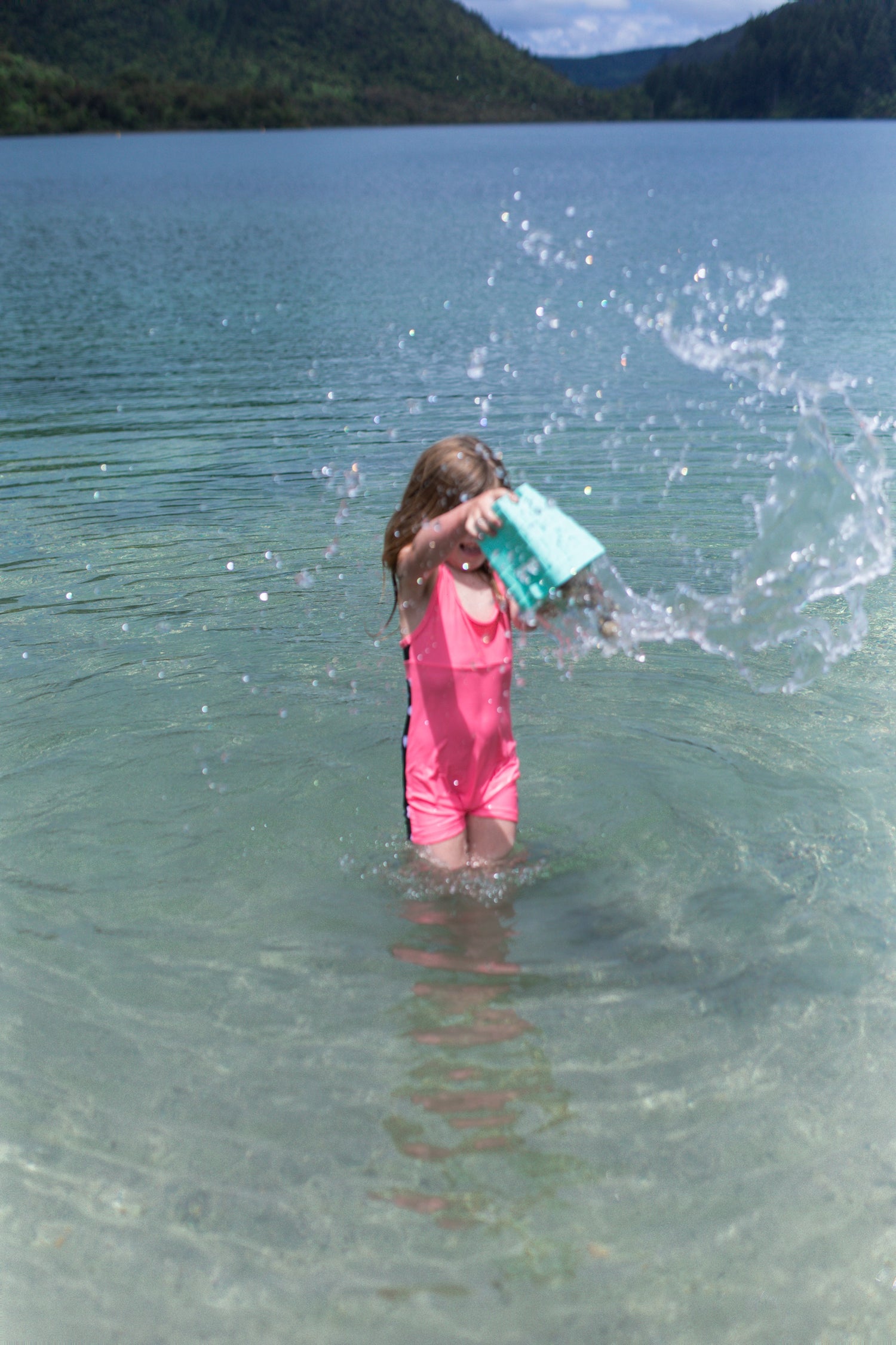 Girls One Piece Pink Hearts Racerback UPF 50+Swimsuit