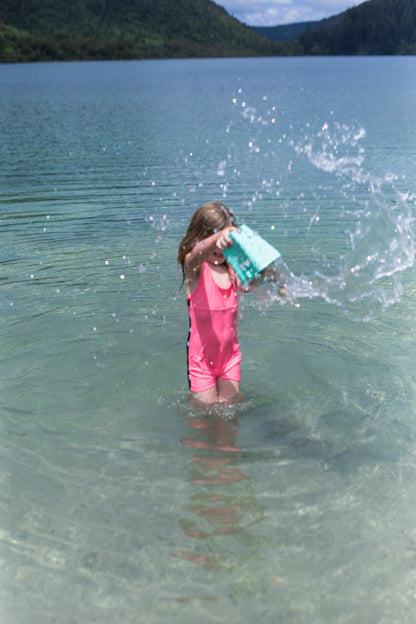 Girls One Piece Pink Hearts Racerback UPF 50+Swimsuit