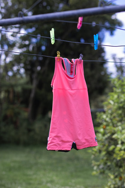 Girls One Piece Pink Hearts Racerback UPF 50+Swimsuit