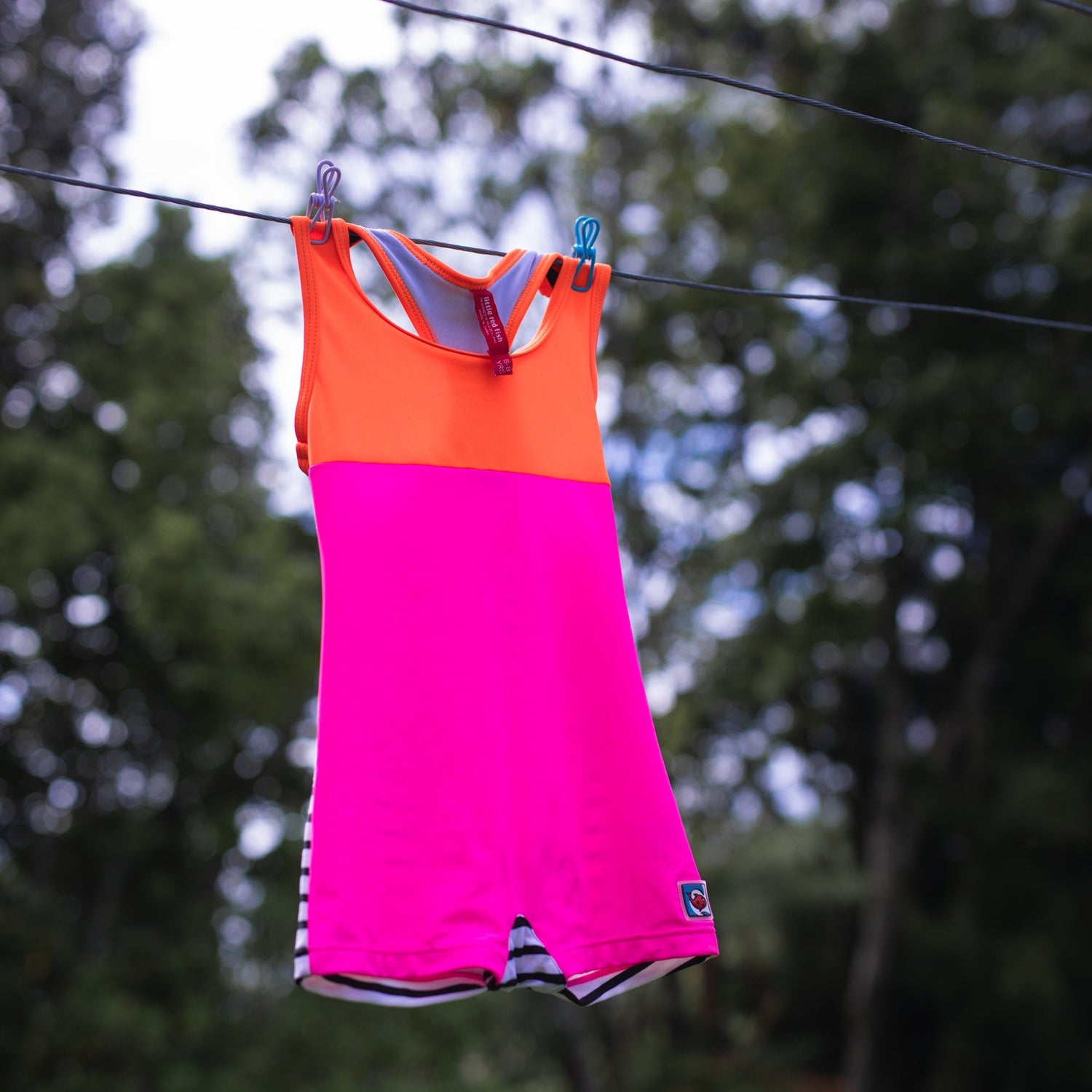 Girls One Piece Orange and Pink Racerback UPF 50+Swimsuit